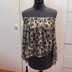 Floral Abercrombie off the shoulder shirt